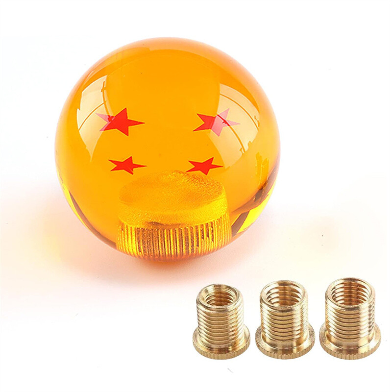 Round Dragon Ball 4 Star Shift Knob Manual Gear Shifter Head with 3 Adapters