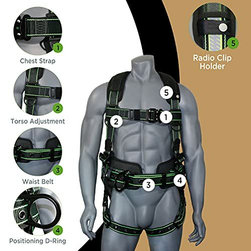 AFP Fall Protection Safety Harness Premium Black w/ Hi-Viz Lime Stitches Bad Boy
