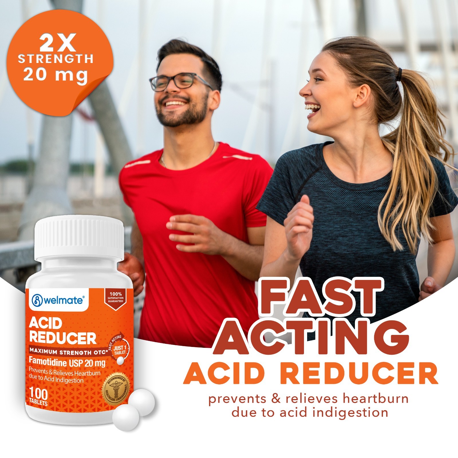 Famotidine 20 mg Tablets, 100 Count - Effective Acid Reducer for Relief