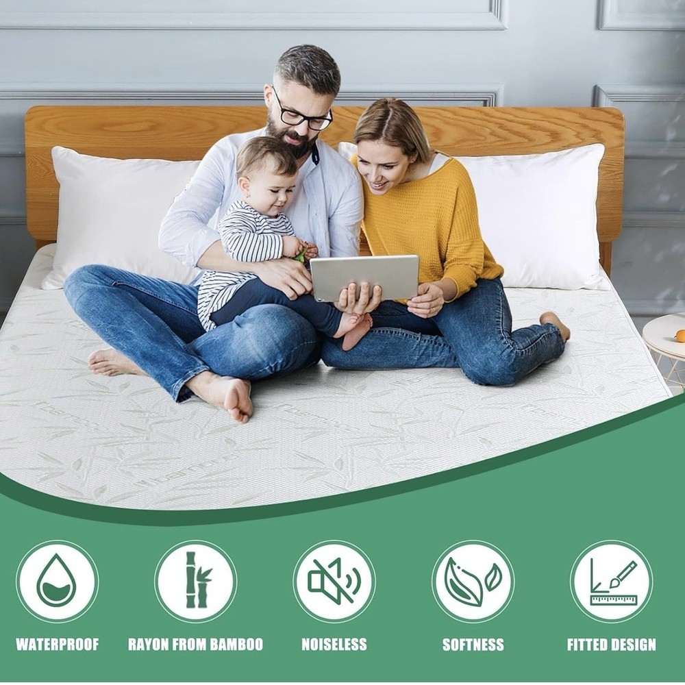 Twin Bamboo Mattress Protector - 100% Waterproof & Hypoallergenic