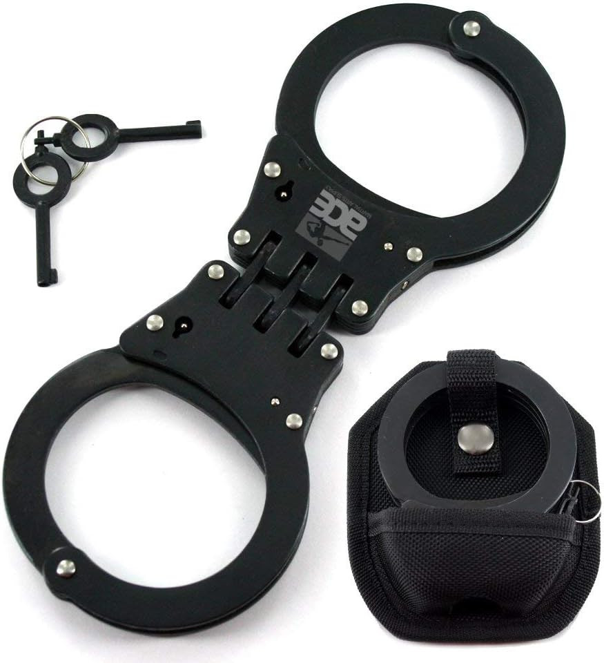 Heavy Duty Handcuffs and Keys (Black Hinge)