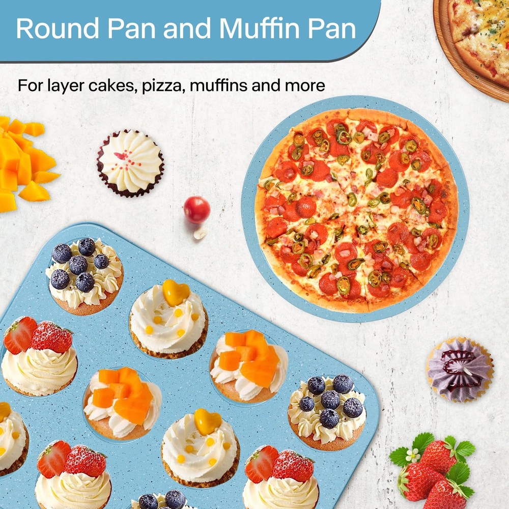 Baking Pans Set Non Stick, Bakeware Sets Stackable, Oven Safe, Steel Baking S...