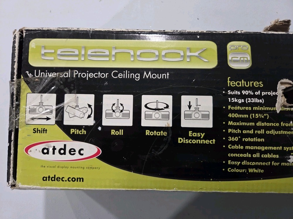 Atdec TH-WH-PJ-CM Height Adjustable Ceiling Projector Mount - Up To 33 LBS!