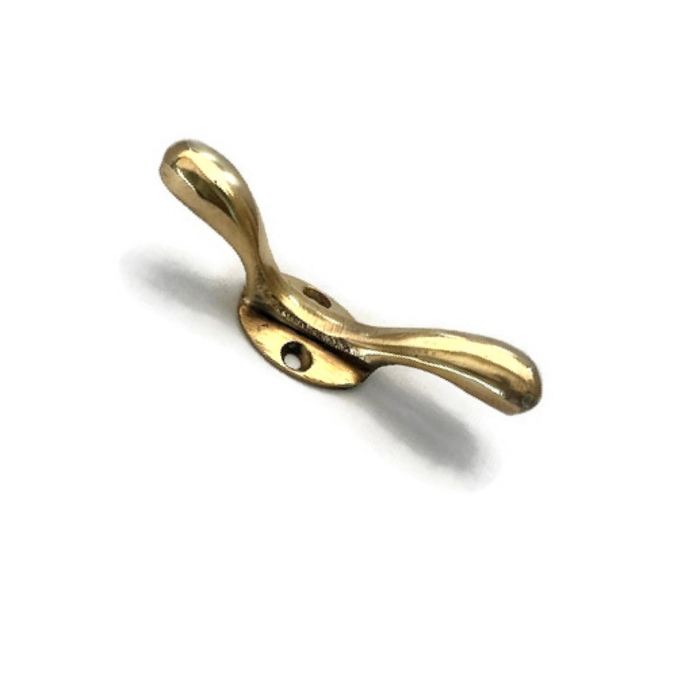 4 solid brass small 3" Hand Cast 7.5cm Cleat Tie Down Rope HooK CURTAINS loop