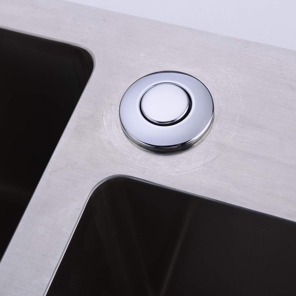 Sinktop Air Switch Kit Chrome Long Button Brass Cover for Garbage Disposal