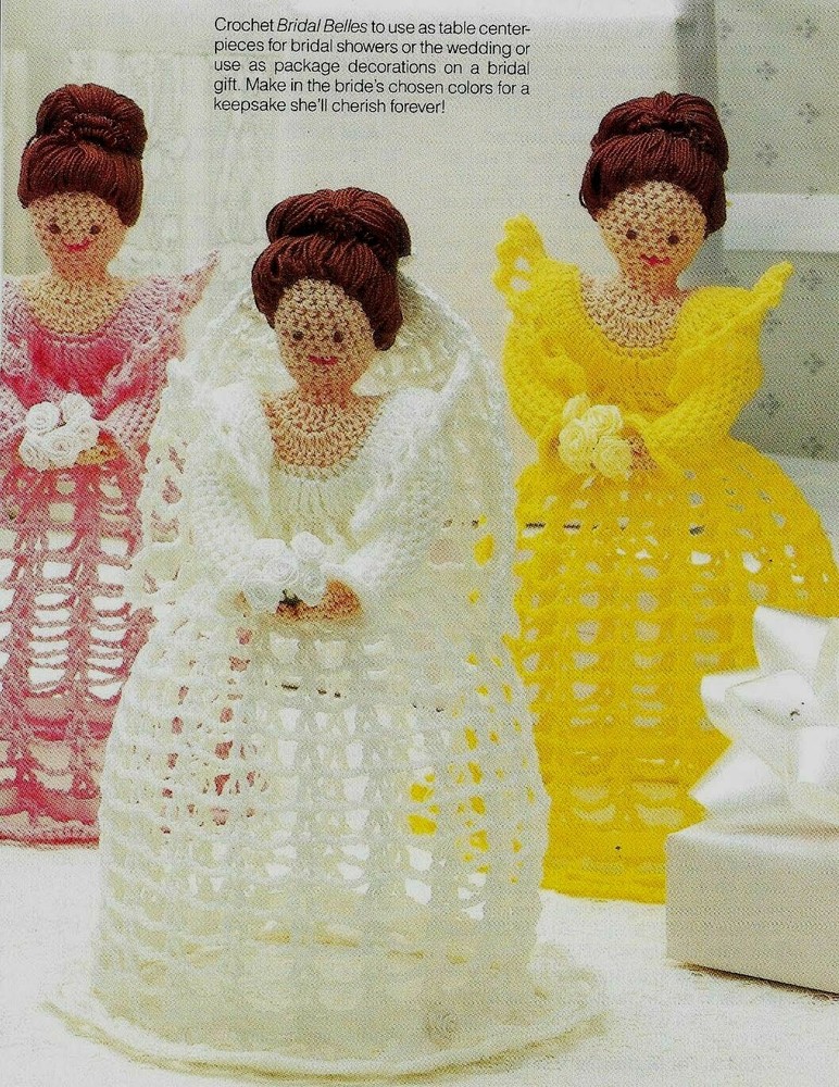 BRIDAL BELLS DOLLS 8" TALL DIGEST SIZE CROCHET PATTERN INSTRUCTIONS