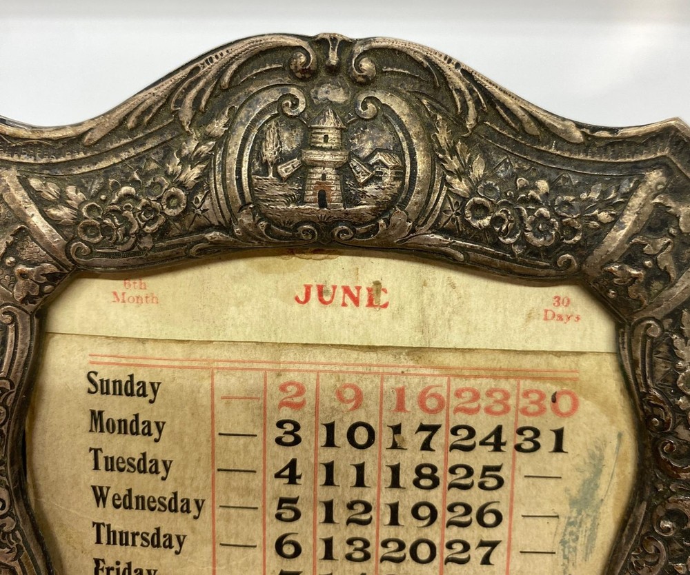 1890s E.G. WEBSTER & SON Silverplated Calendar Photo Picture Frame