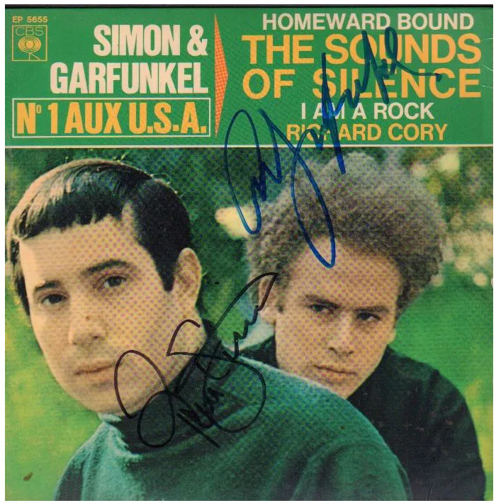 Simon Garfunkel Signed Autograph 45 Paul Simon Art Garfunkel Rare French Record