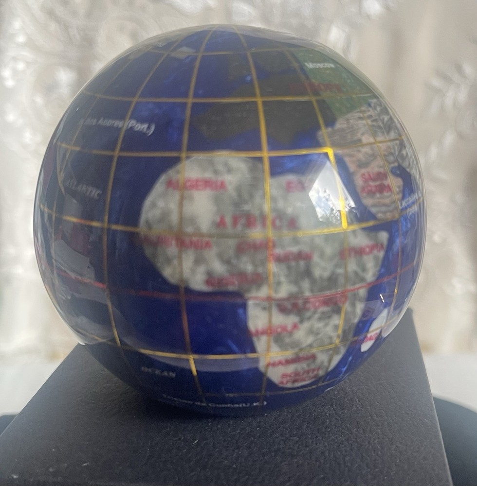 Gorgeous Multi Gemstone Globe Paper Weight Blue