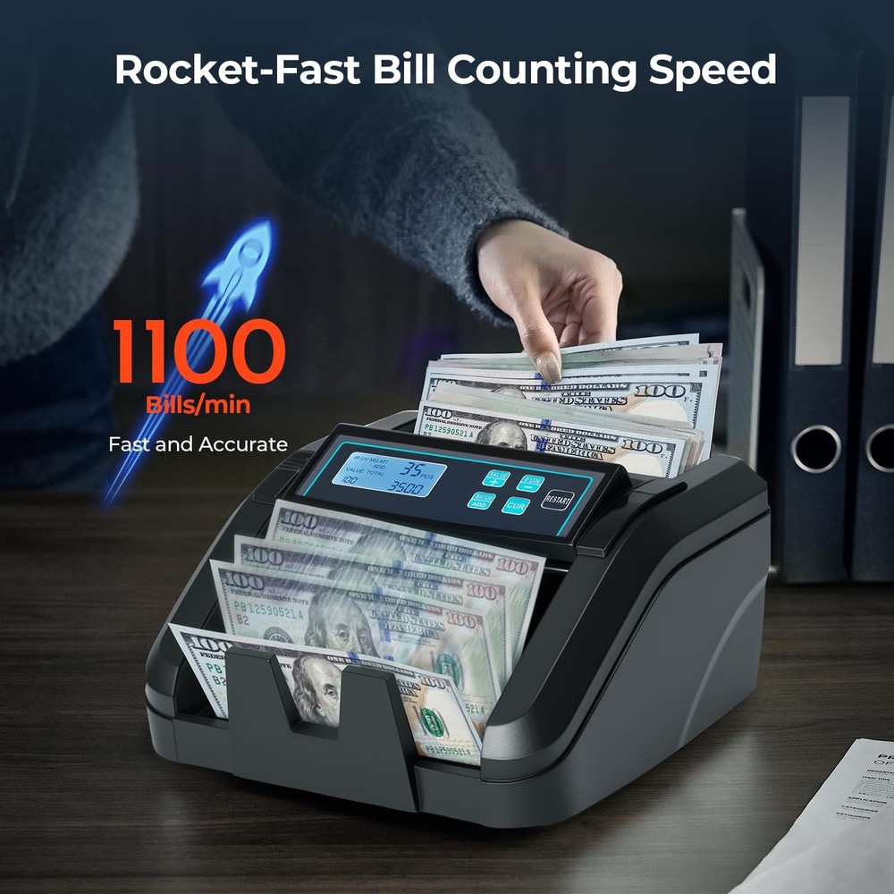 MUNBYN IMC51 Money Counter Machine Count Value Add+Batch/Add+ Value Mode Bill...