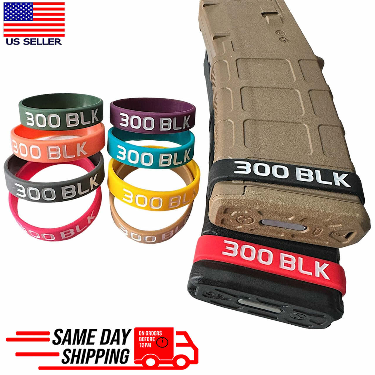 300 BLK Blackout Magazine ID Marking Bands /Upper Receiver AAC Mag Silicone Band