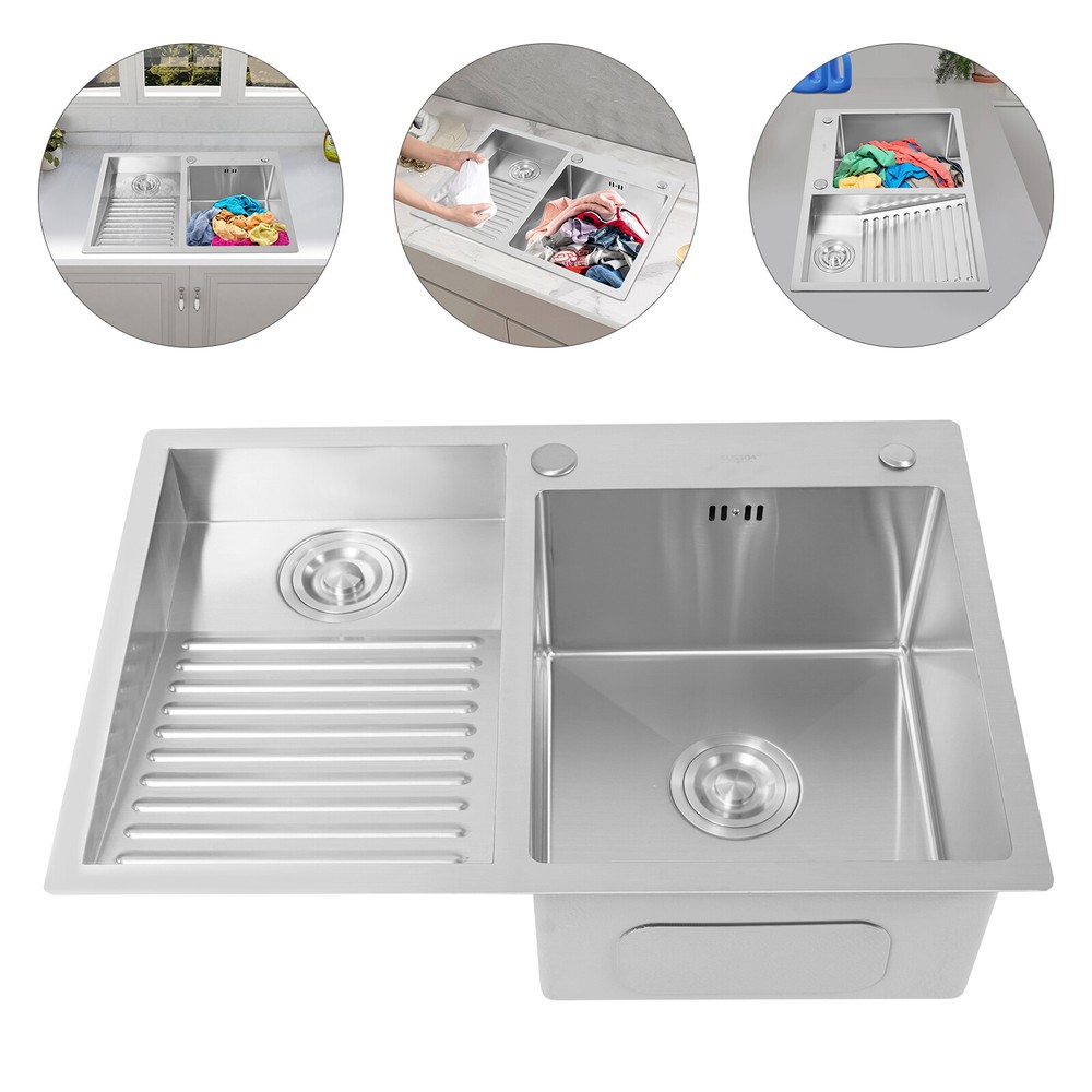 70cm x 48cm Laundry Sink Household Stainless Steel Rectangular Flush Mount Sink