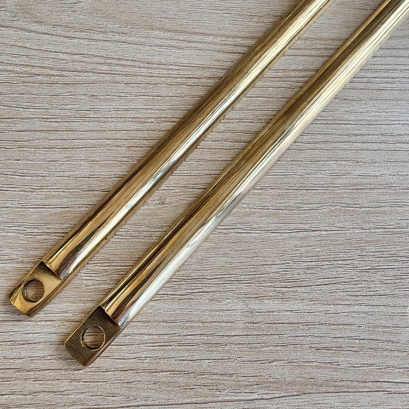 Solid Brass "T"‑Piece Cremone Set 110" (280cm) — Large Knob Version Cut‑to‑Size