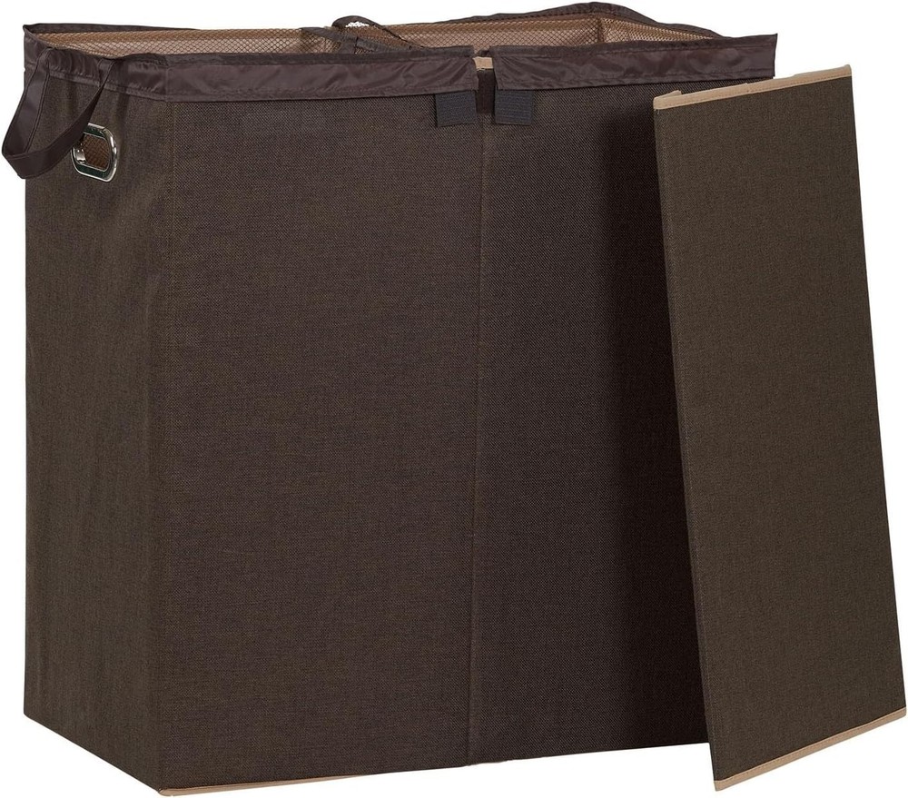 Double Laundry Hamper with Lid, Two Compartments for Easy Sorting with Remova...