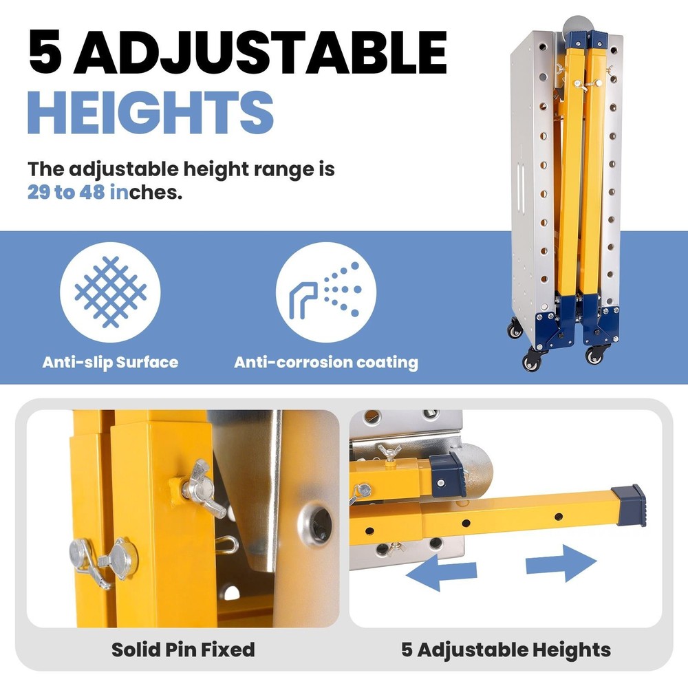 2200LBS Welding Table 60"x12" Folding Workbench with 5-Level Adjustable Height