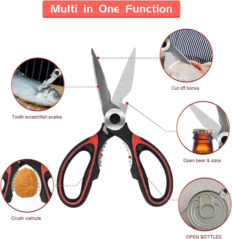 2 Pack, High-Quality Heavy-Duty Kitchen Scissors Multifunctional Sharp Shears
