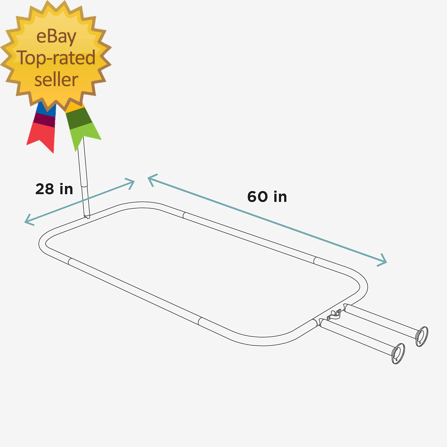 Rustproof round Shower Curtain Rod for Clawfoot Tub with Easy Installation Oval