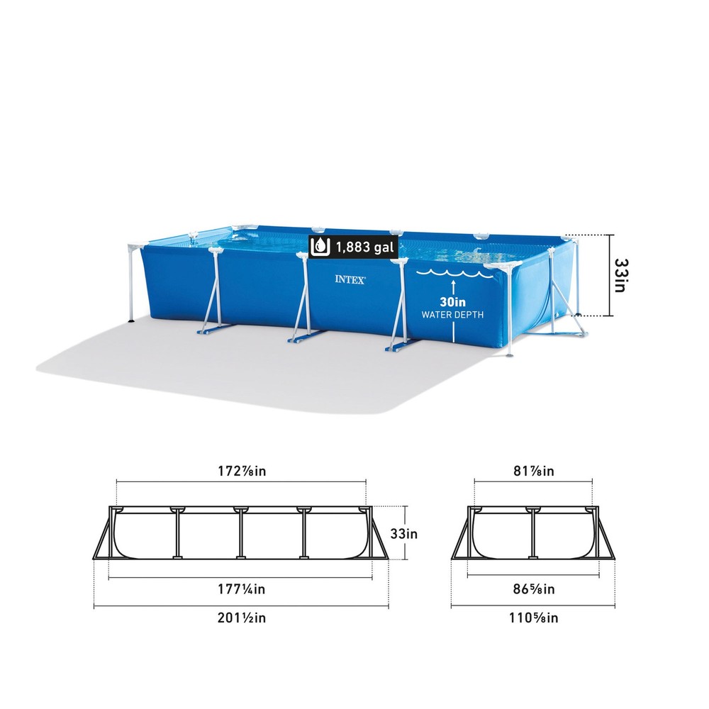 Intex 14.75ft x 7.3ft x 33In Rectangular Frame Above Ground Pool (Open Box)