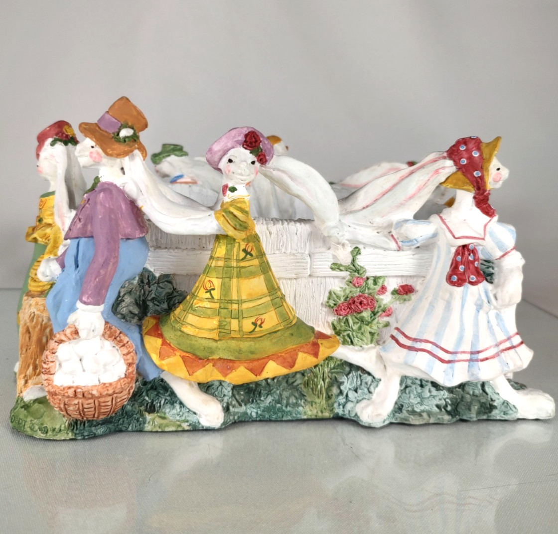 Dept 56 Easter Bunny Parade Centerpiece Basket Vintage 1990s Discontinued Rare