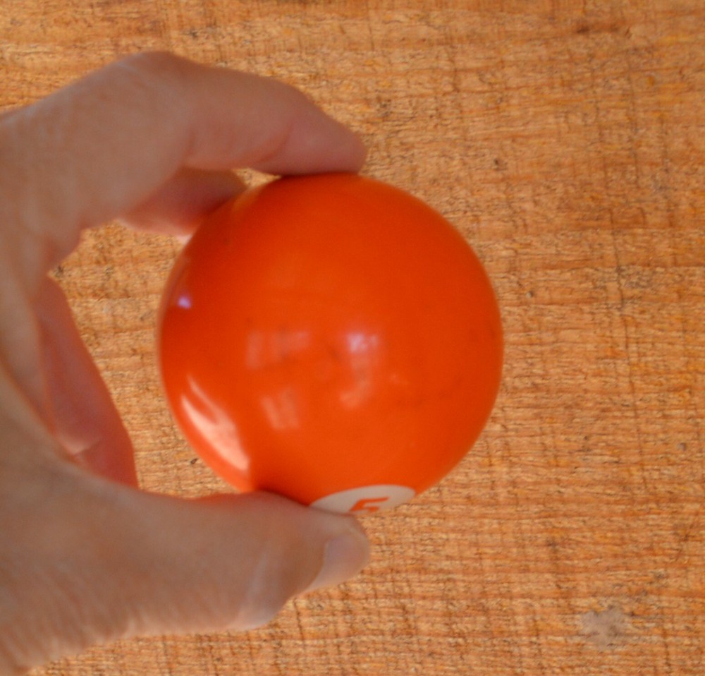 Vintage Pool Ball No. 5 Solid Orange Replacement Re-purpose