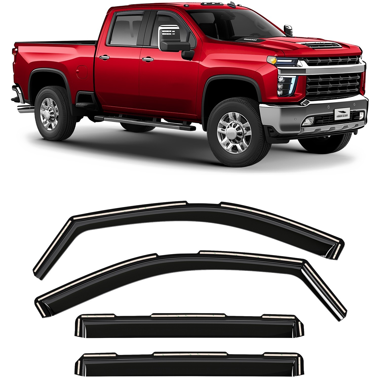 Rain Visors Wind Rain Guards for 2020-2026 Chevy Silverado Crew Cab 2500/3500