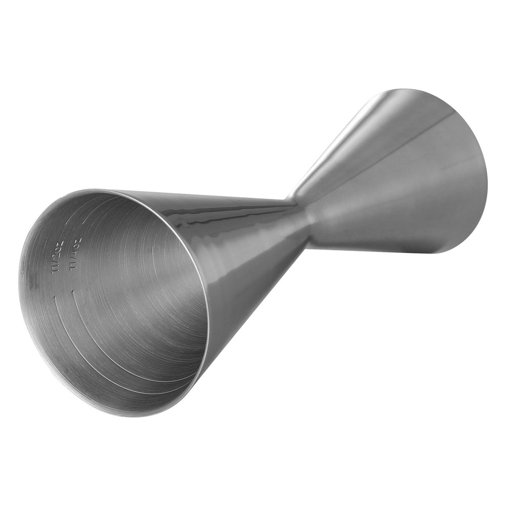 Double Cocktail Jigger Slim Style Measuring Jigger with Etched Pattern (Silver)
