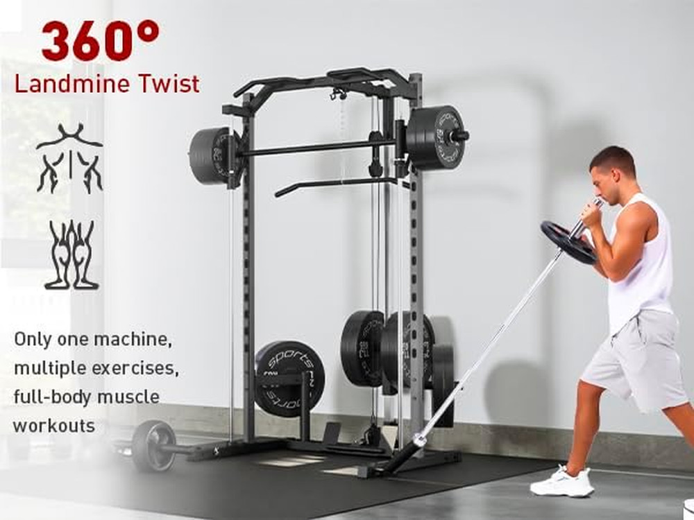 All-In-One Adjustable Smith Machine with Lat-Pull down System Multi-Function Pow