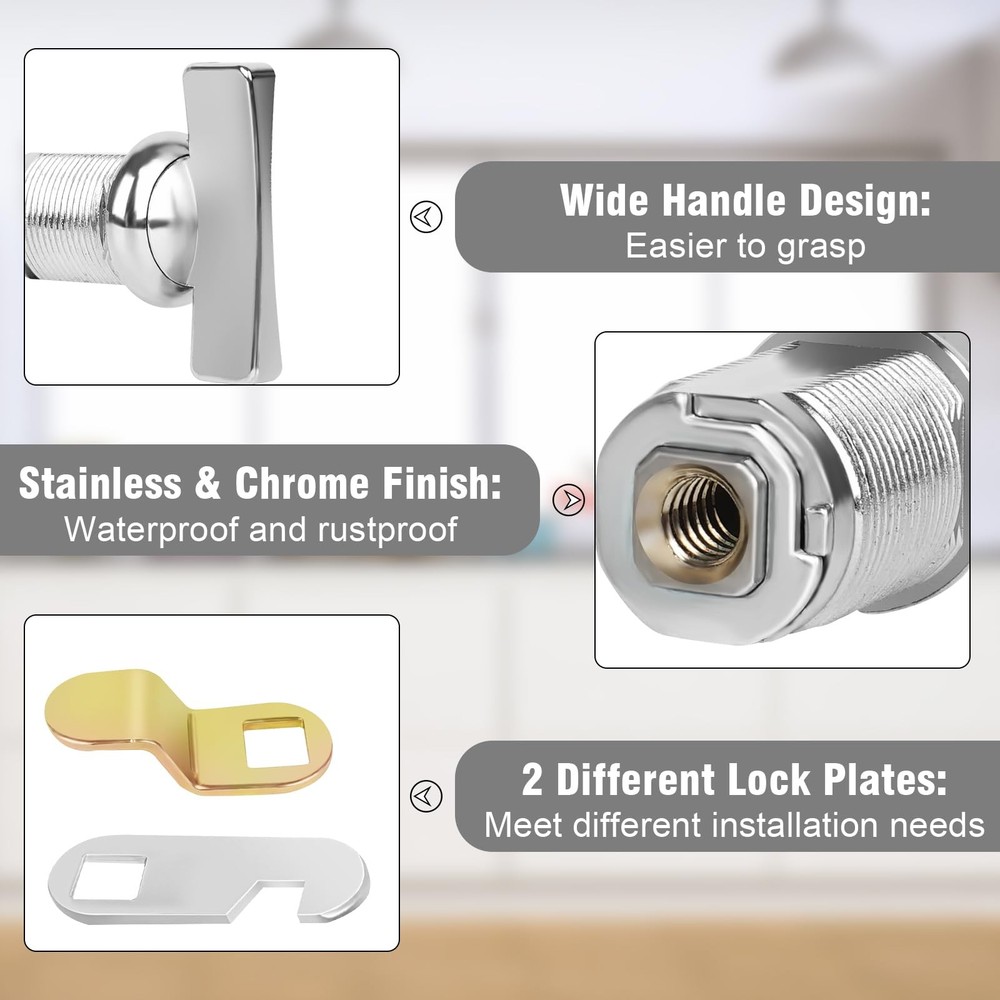 Thumb Cam Locks 2 Inch Extra Long Keyless RV Cabinet Storage Locks 2 Pack
