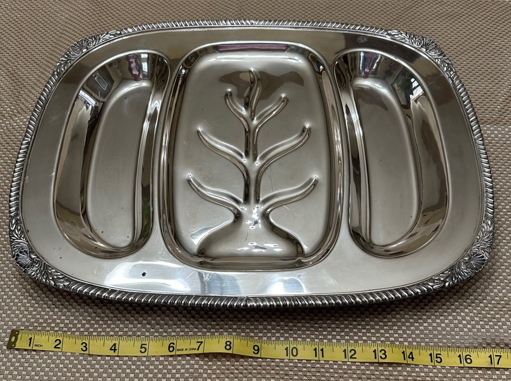 Vintage Silver plated Meat Platter with divided sections, Rogers