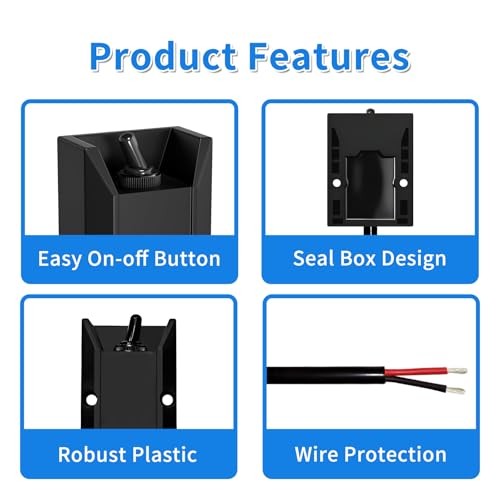 DC 12V Wired Toggle Switch 30A Heavy Duty Waterproof Toggle Power Switch 2-Wire