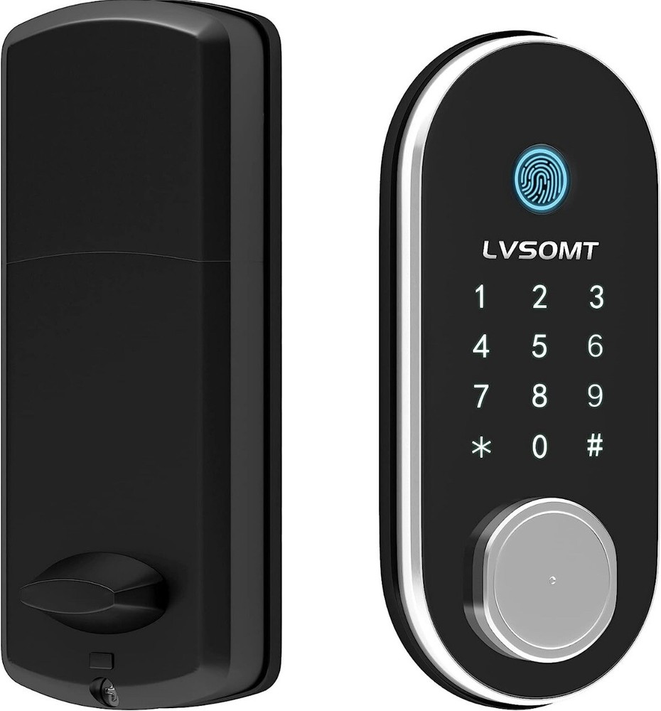 LVSOMT Smart Door Lock, Fingerprint, Passcode, App Control, IC Card Or Key
