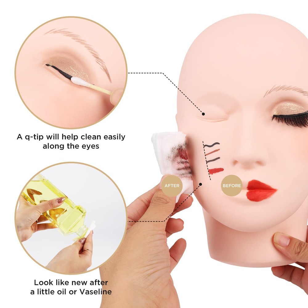 LASHVIEW Lash Mannequin Head, Practice Training Head,for Make Up and Lash