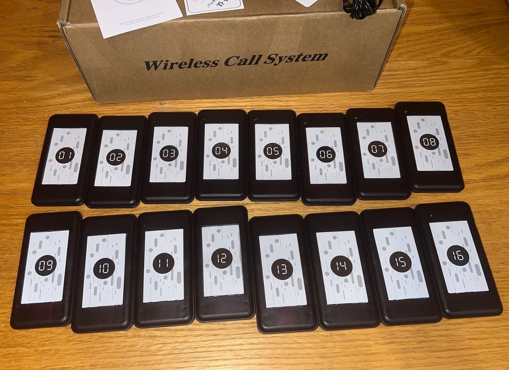 Pandaar Restaurant Pager System, 16 Pagers, 1640ft Long Range *Some don’t work