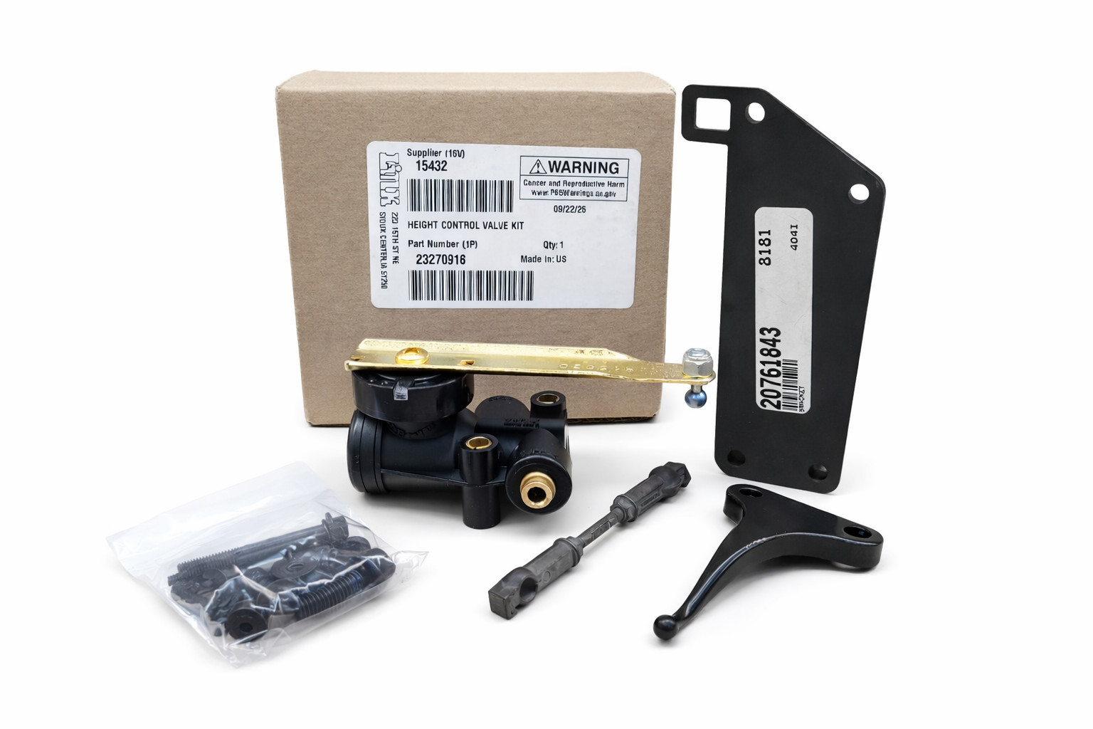 Genuine Volvo Cab Leveling Valve with Rod & Brackets + Screw 23270961