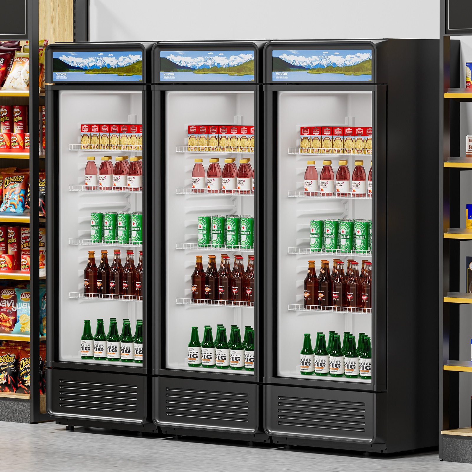 VEVOR Commercial Merchandiser Refrigerator 12.2 CU.FT Glass Door Display