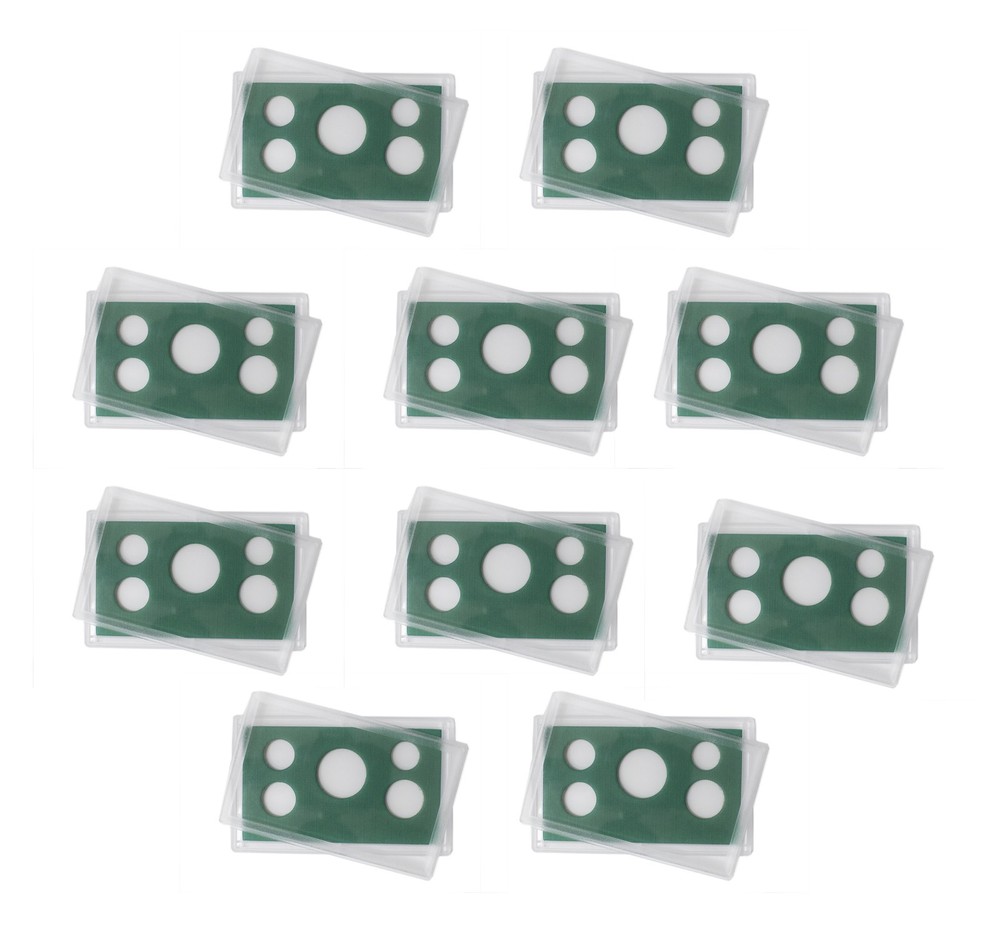 Empty Plastic Lens with Green Insert Holds 5 Coins, 10 Pack