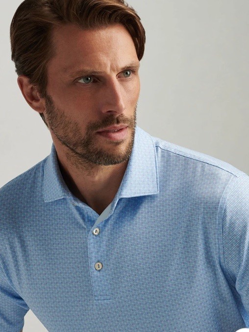 $115 Peter Millar Men's Alta Performance Jersey Polo-Classic Blue-Medium - New