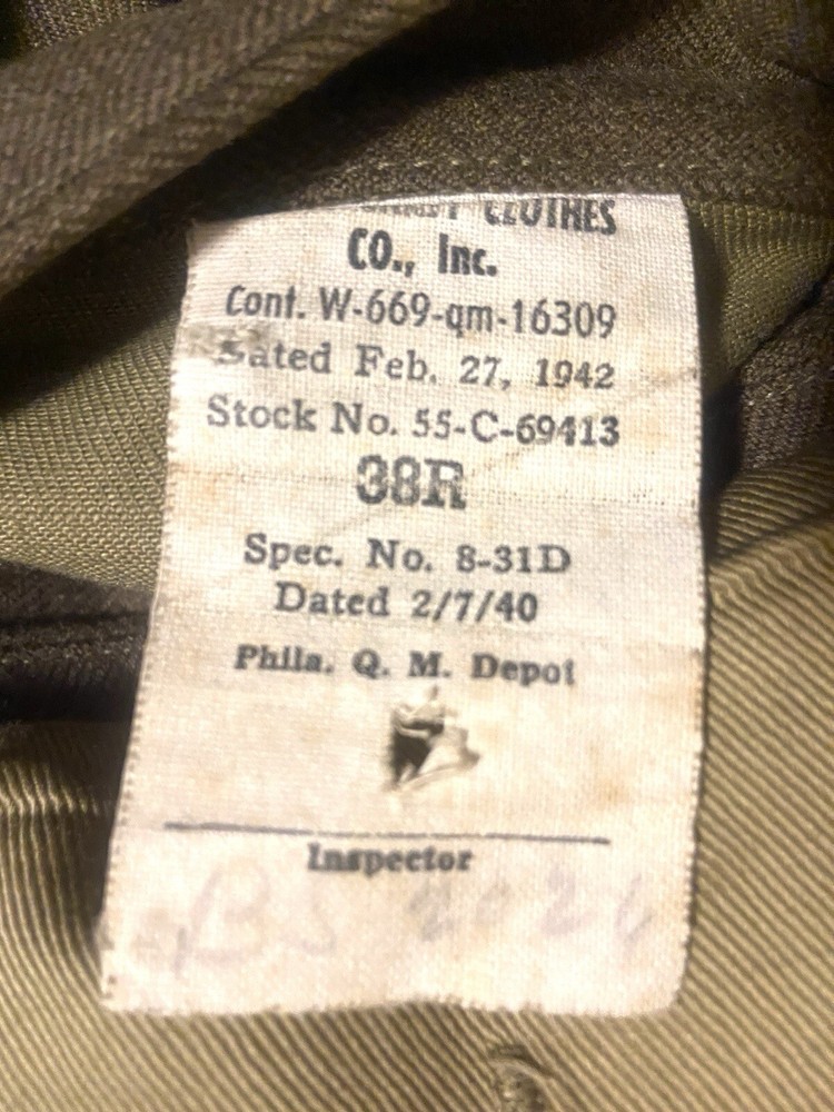 1940 WWII US ARMY AIR CORPS FORCE WOOL UNIFORM JACKET COAT - SERGEANT - 38R