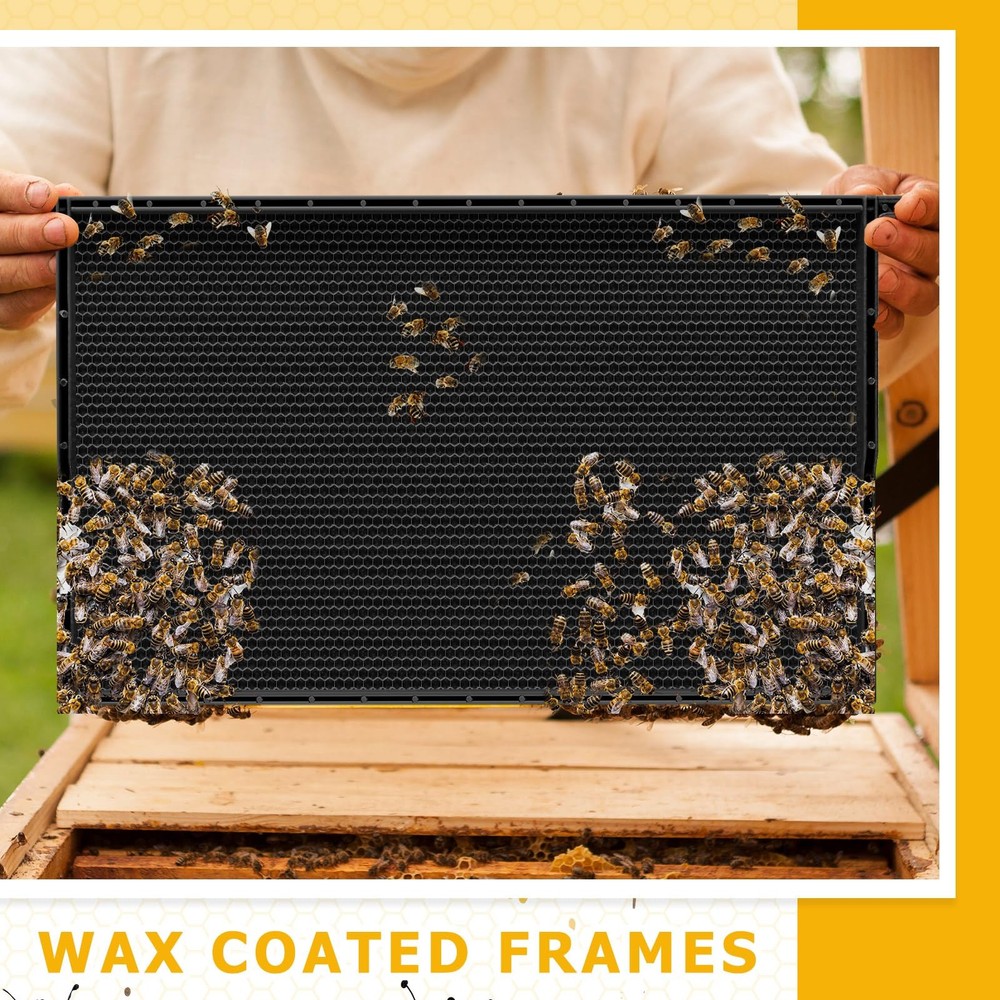 10 Pack Plastic Beehive Frames and Wax Foundations All in One Bee Hive Frames...