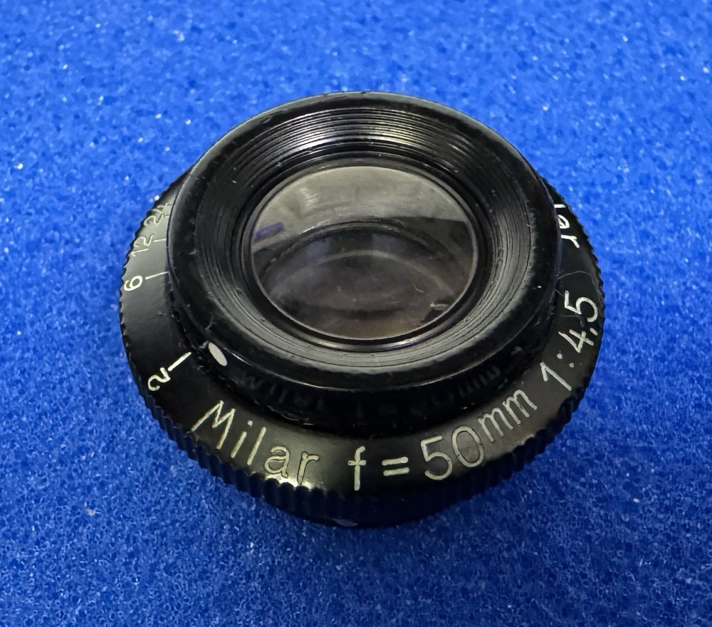 Leitz Milar 50mm 1:4.5  Microscope Objective Lens With Aperture