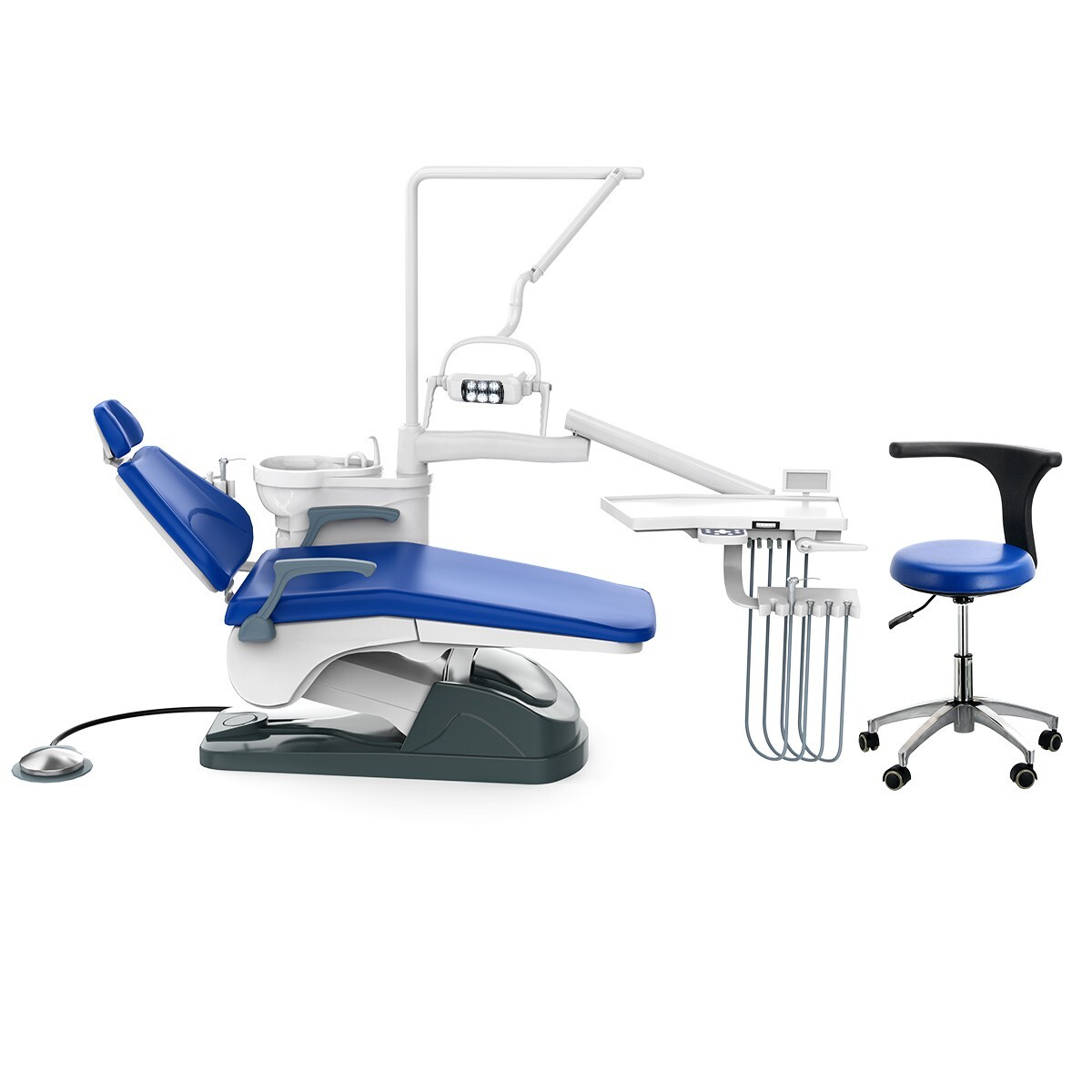 Unidad de Silla Dental Sillon Motor DC Cuero Duro PU/Kit de Pieza de Mano USA