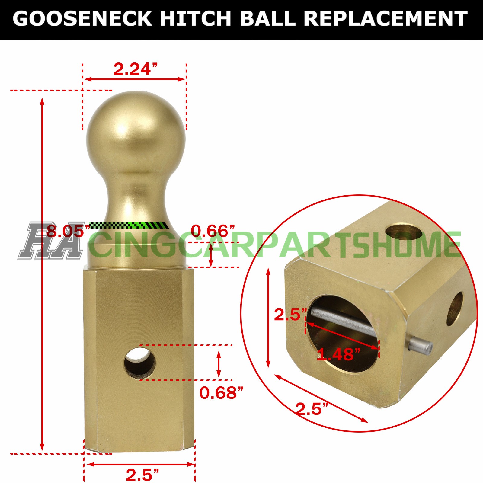 Fits B&W Trailer Hitches GNXA2000 Gooseneck Ball Hitch Turn Over Ball 2-5/16”