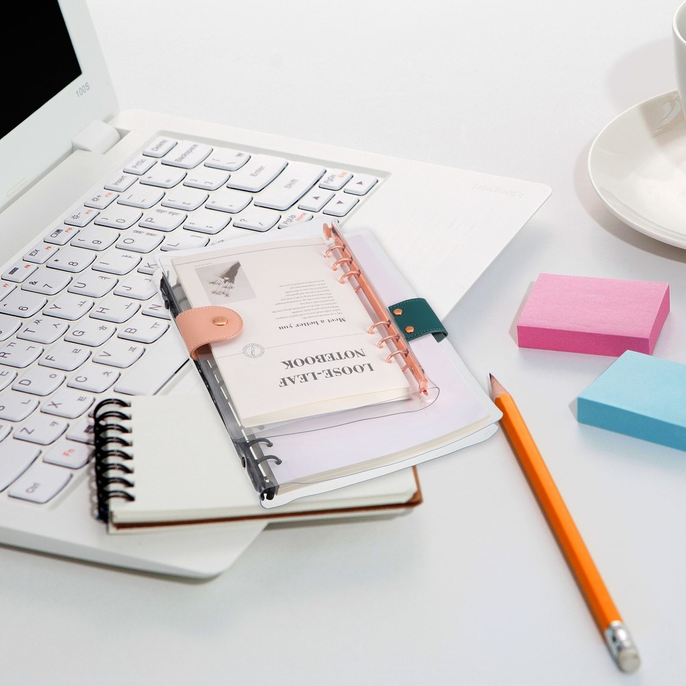 9-Ring B5 Notebook Binder with 90 Sheets Lined Paper for Planner, Gray