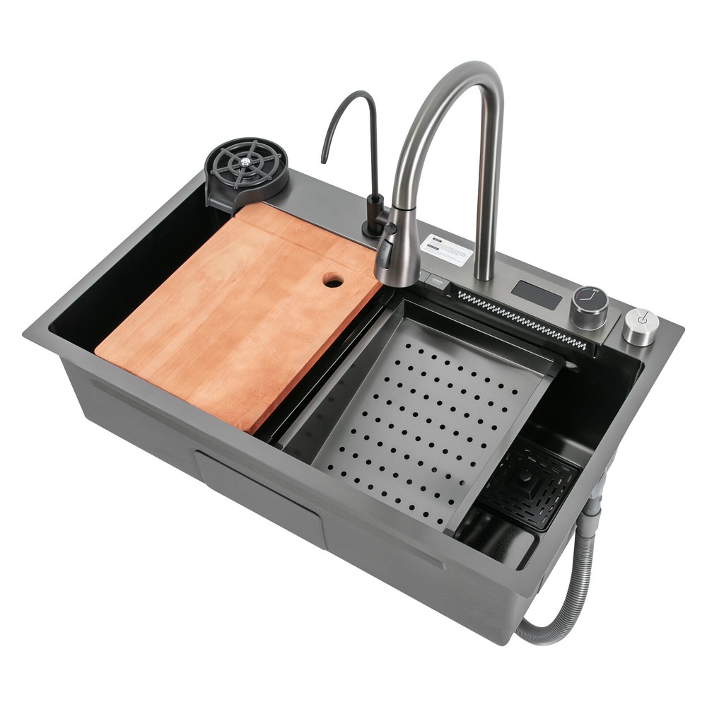 Multifunctional Digital Display Sink Workstation Kitchen Sink w/Pull-Out Faucet