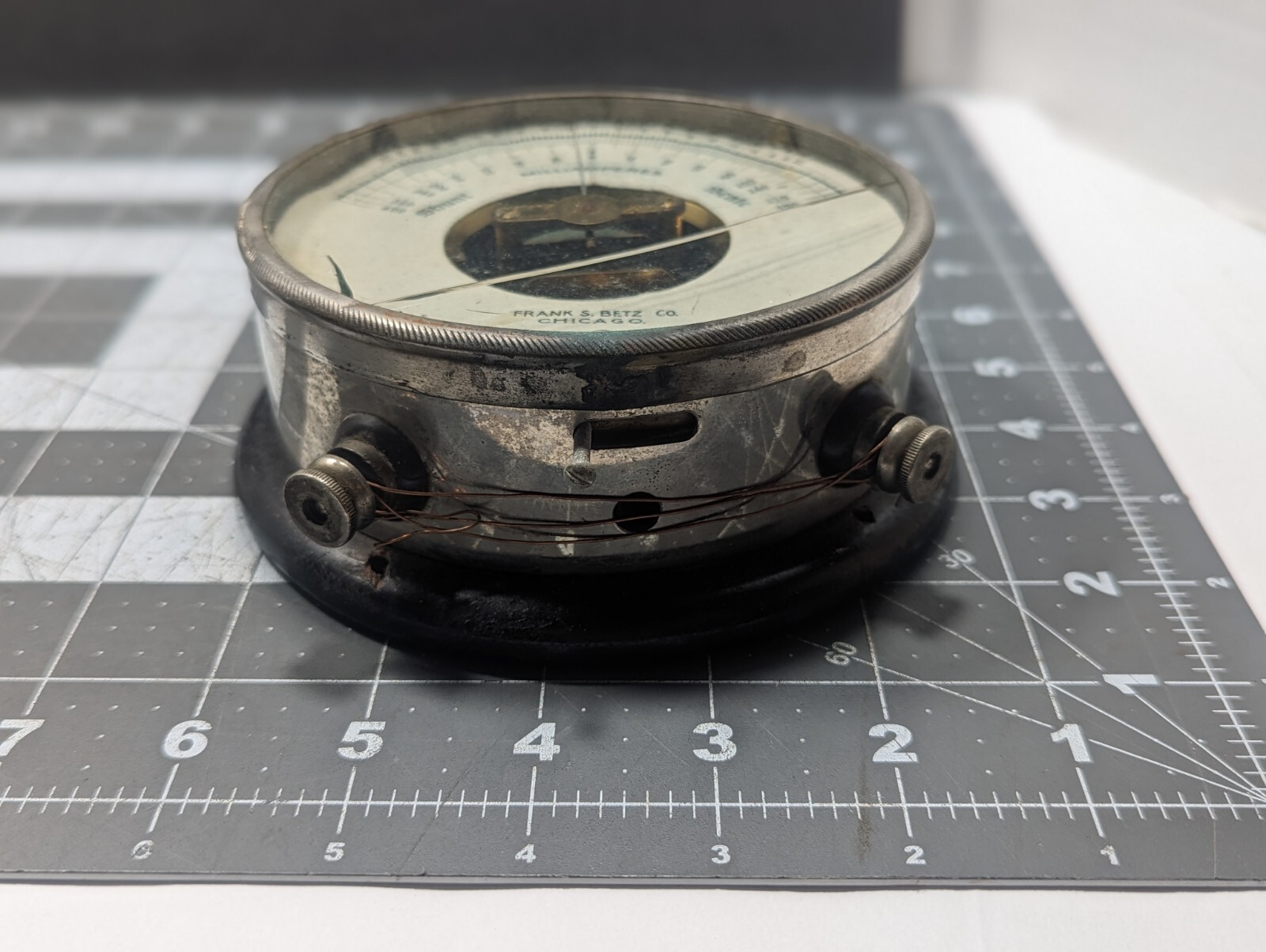 Vintage Frank S. Betz Co. Milli Amperes Meter Unique Steampunk Industrial