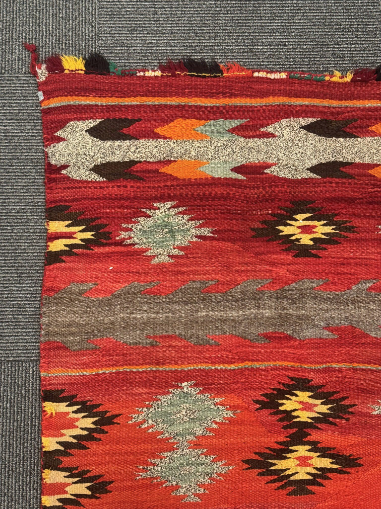 Navajo Double Saddle Blanket Handspun and Germantown ca 1890 53" H x 35" W