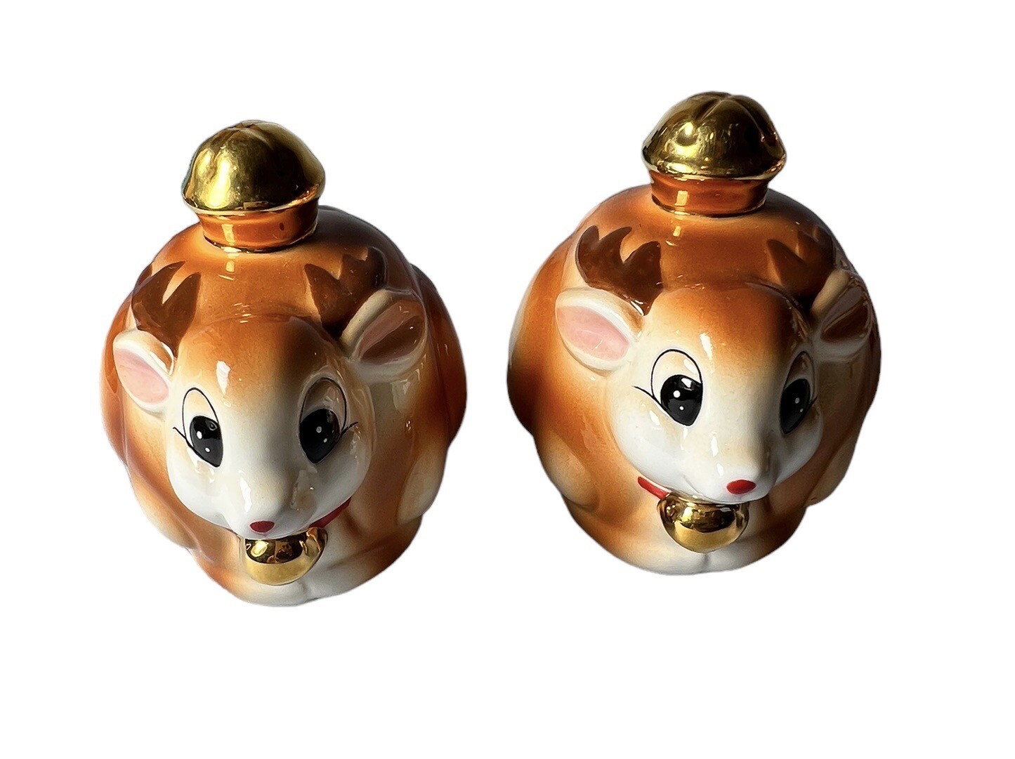 VTG Christopher Radko Shiny-Brite Salt And Pepper Shakers Deer Friends Retired