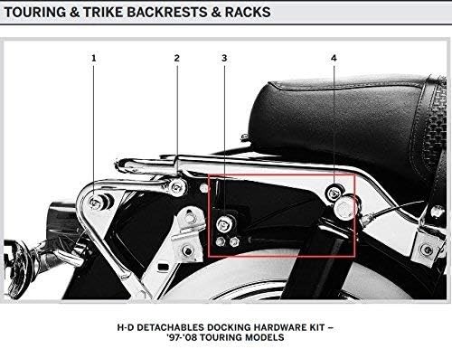 Removable docking hardware kit compatible with Harley touring bikes
