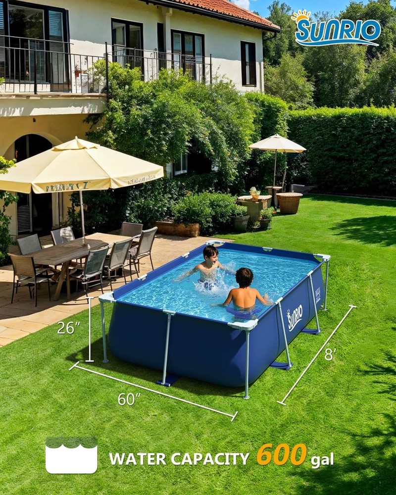 UV-Resistant 8'3" x 5' Rectangular Pool - Easy Setup for Outdoor Enjoyment