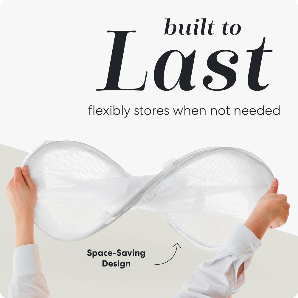 Handy Laundry Mesh Popup Hamper - Two Compartments, Double Hamper, White